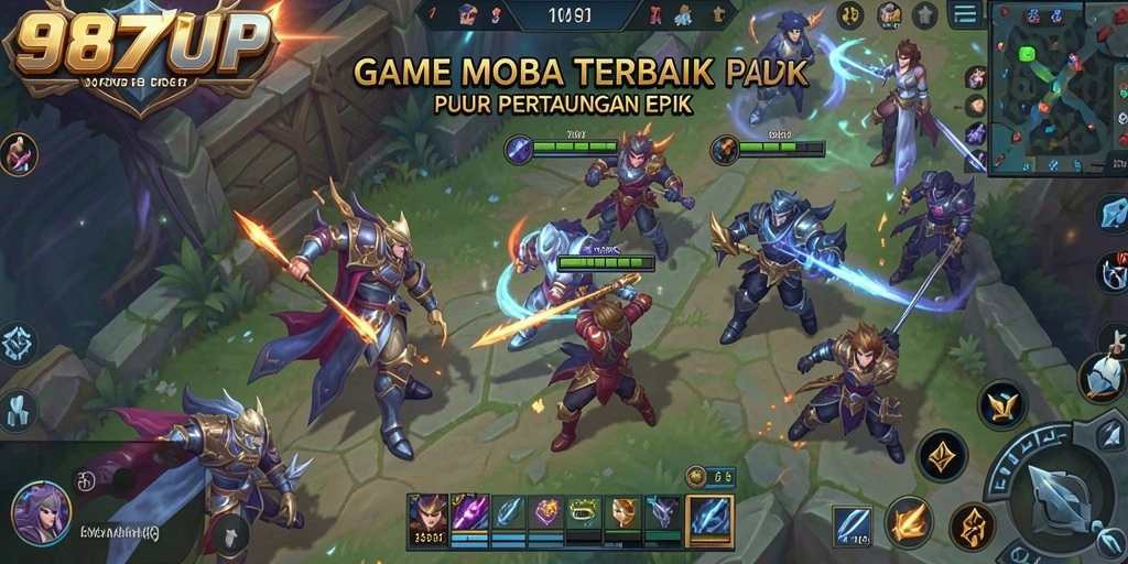 Screenshot gameplay seru dari 987UP MOBA.