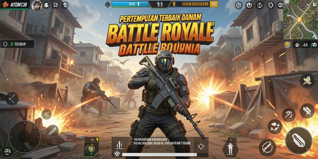 Tampilan gameplay seru dalam pertempuran Battle Royale ATOM138.