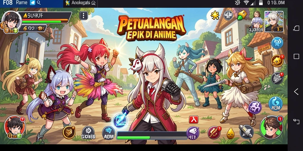 Tampilan gameplay F08 yang mengasyikkan dan berwarna-warni.