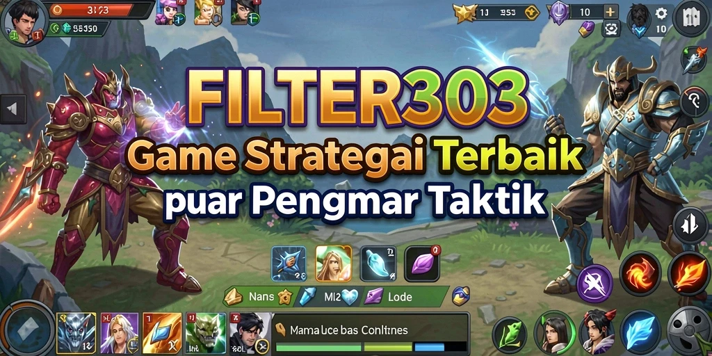 Screenshot utama FILTER303 menampilkan aksi pertempuran strategi yang seru.