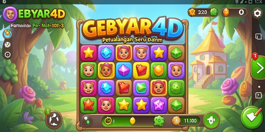 Tampilan seru gameplay GEBYAR4D dalam genre Match-3.