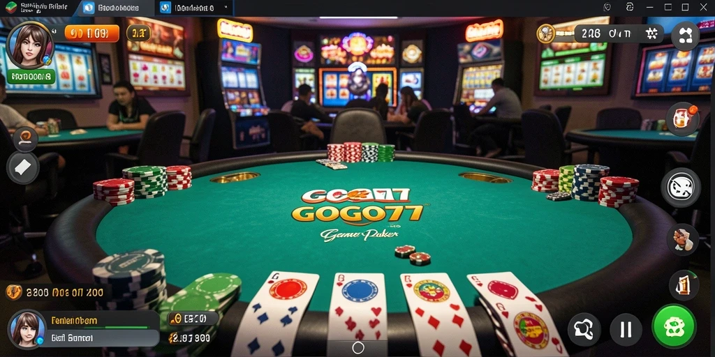 Screenshot gameplay GOGO77 dengan aksi Poker yang menegangkan.