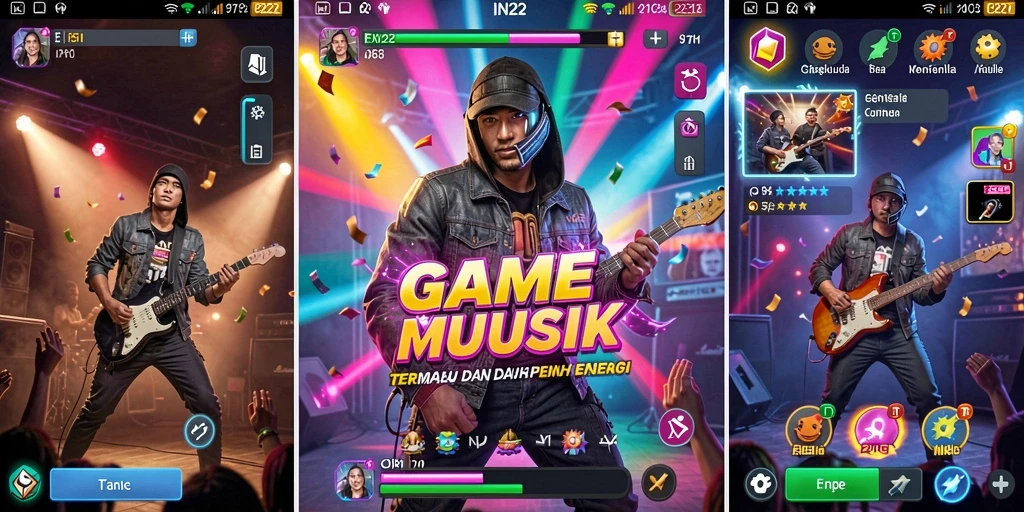Gameplay menarik dalam IN22 dengan berbagai lagu dan tantangan.