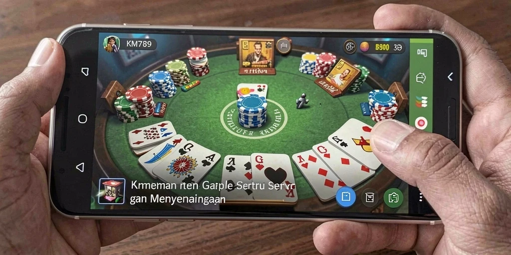 Screenshot gameplay KM789 menampilkan keseruan bermain gaple.
