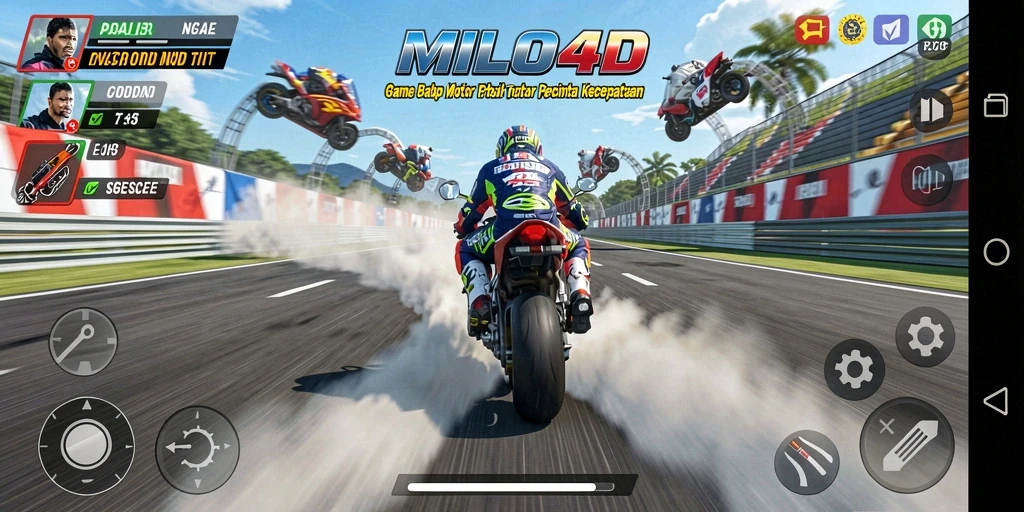 Gameplay mendebarkan dari MILO4D dengan balap motor cepat.