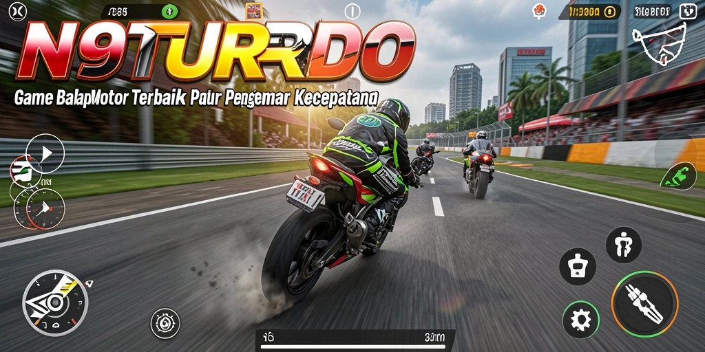 Tampilan menarik dari gameplay balap motor yang mendebarkan.