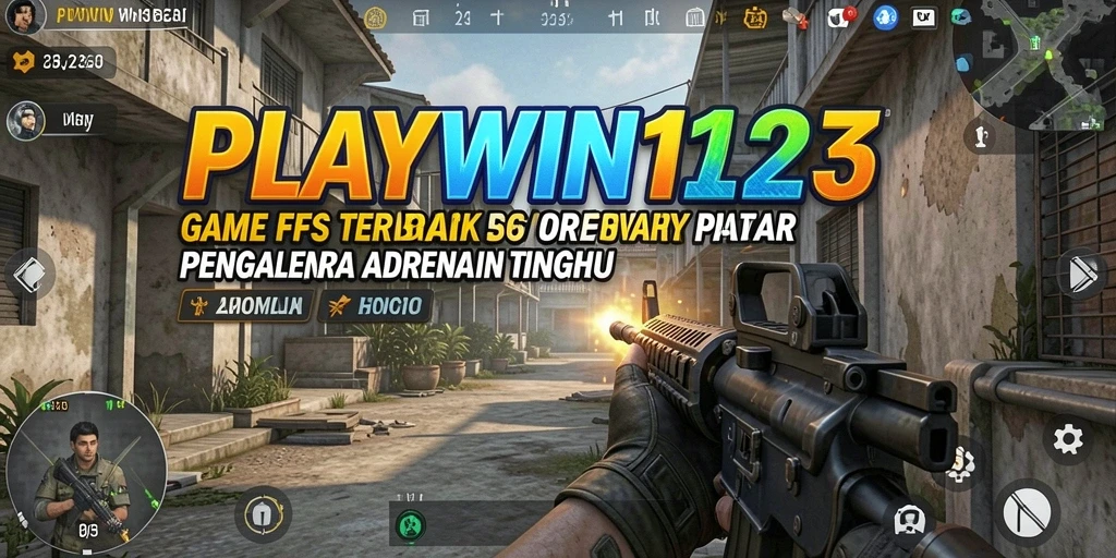 Screenshot gameplay intens dari PLAYWIN123 dalam aksi FPS.