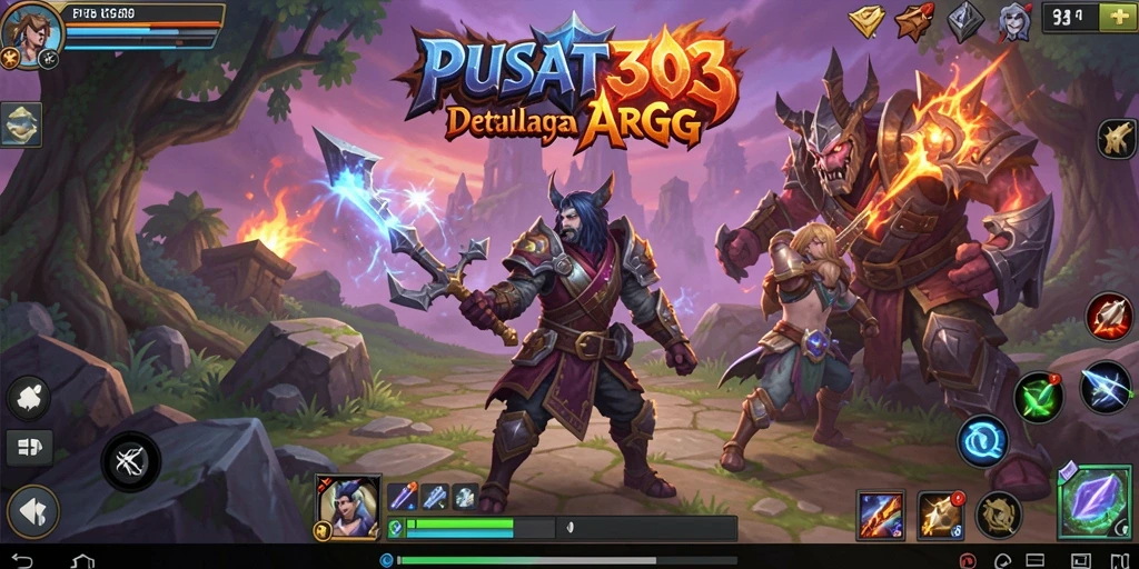 Screenshot utama PUSAT303 menunjukkan aksi pertempuran seru di dunia ARPG.