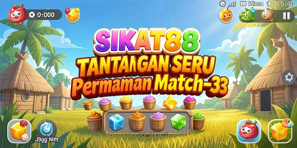 Screenshot SIKAT88 menampilkan gameplay Match-3 yang seru dan berwarna.